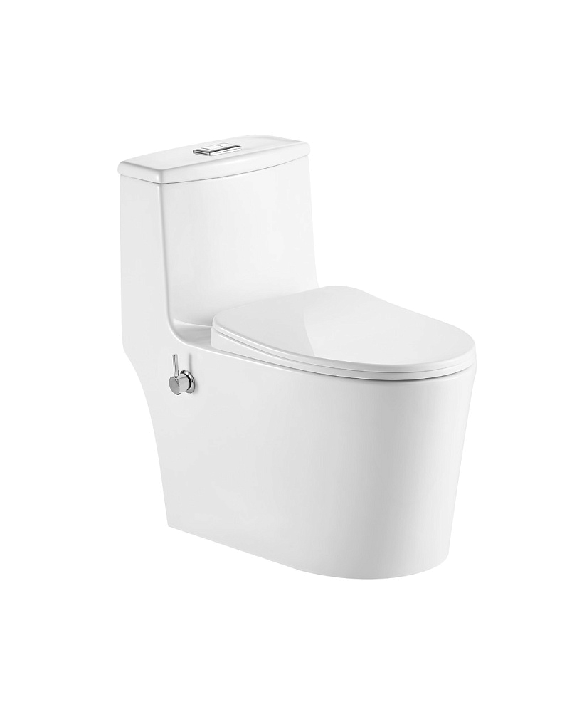 картинка Монолит SM5003B со встроенным биде, безободковый, тонкое сиденье ДП (с гофрой и подводкой) Eva Gold 