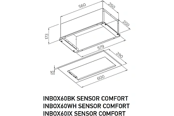 картинка Вытяжка полновстраиваемая Sensor Comfort INBOX60IX  являющийся официальным дистрибьютором в России 