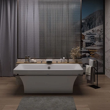 картинка Ванна Crete Nova Gel 179*79*63,5 белая хром полотенцедержатель AQUA DE MARCO 