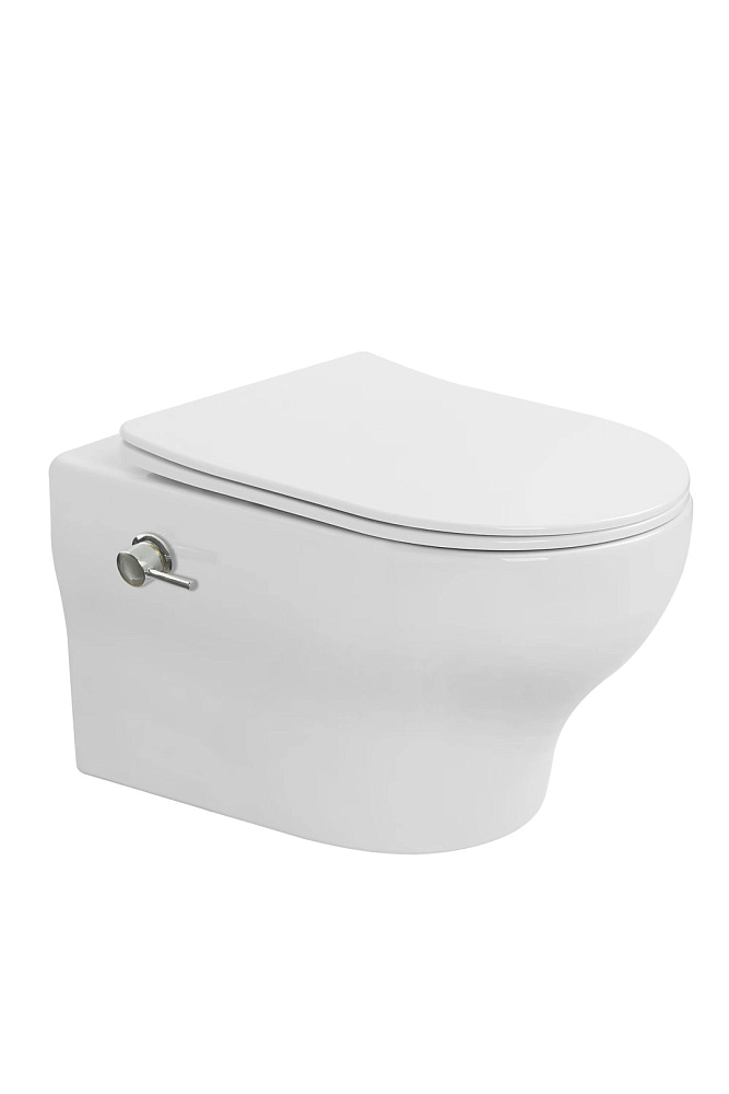 картинка Унитаз подвесной с функцией биде, Fiore Белый глянец с крышкой 978-SET-2-W Boheme 