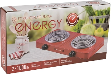 картинка Электроплитка белая 1000+1000 Вт Energy EN-904 158904  являющийся официальным дистрибьютором в России 