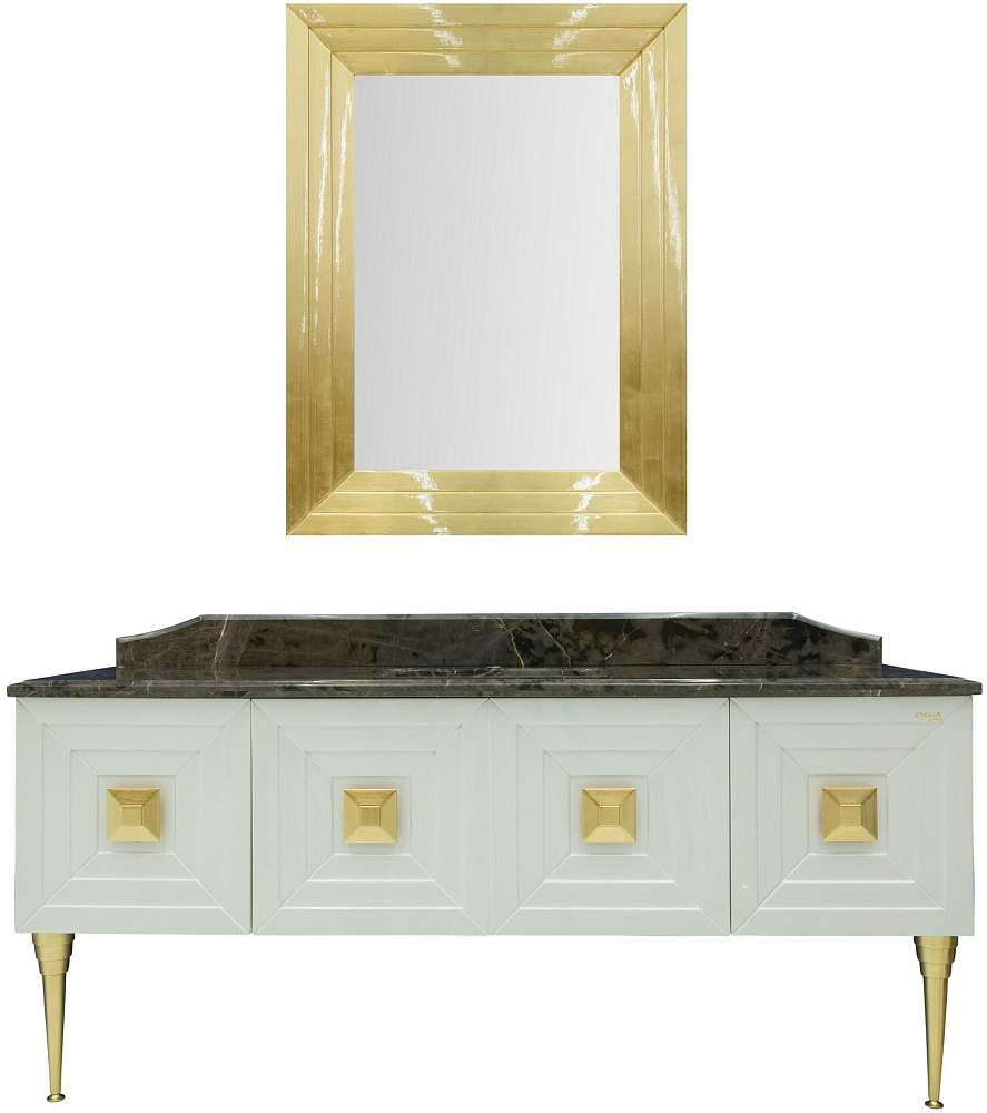 картинка Mебель 182 Scalino раковина+зеркало,PEARL-GOLD Cresta 