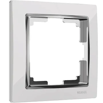картинка Рамка на 1 пост хром белый Snabb W0011901 Werkel 051657  являющийся официальным дистрибьютором в России 