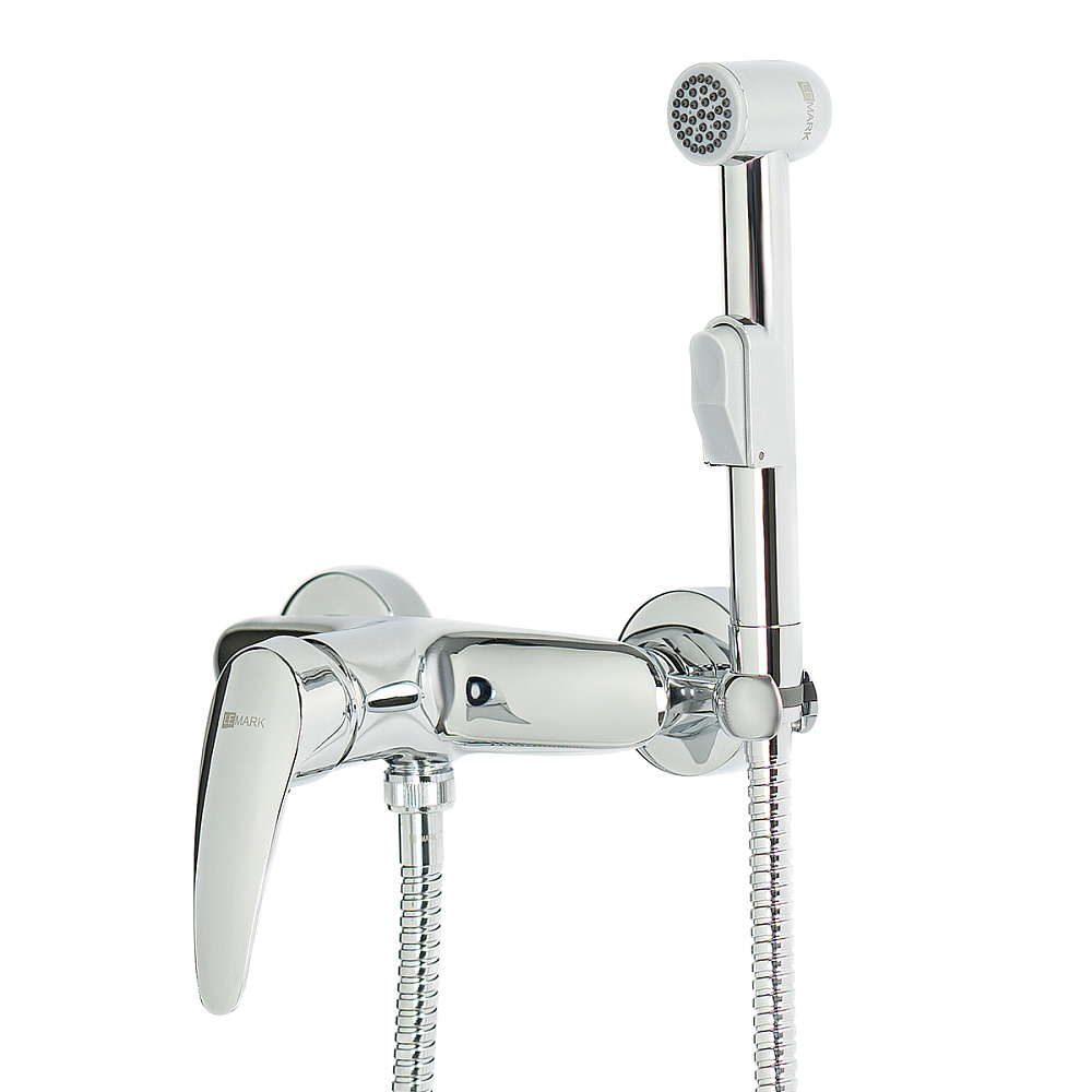 картинка Смеситель настенный с гигиеническим душем хром Lemark LM0418C 