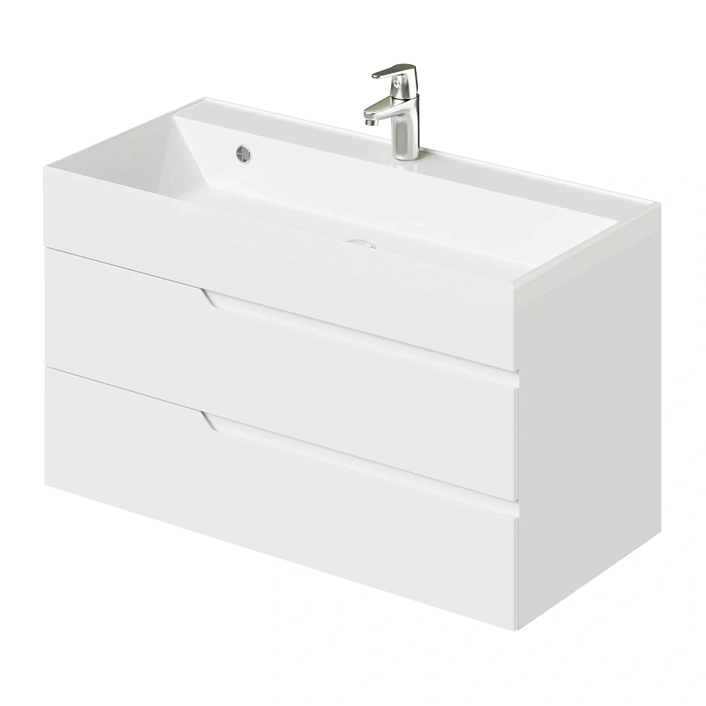 картинка Тумба Адриана 100 подвесная белый глянец с раковиной Classic 100 Даниэла-Аква 