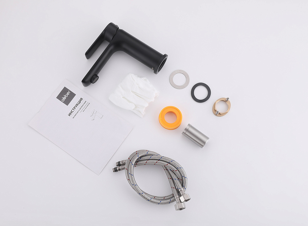 картинка Смеситель Weiss Insel для раковины, черный матовый AF8010B Abber 