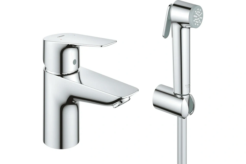 картинка Набор BauEdge смеситель для раковины и гиг. душ с настен. держ. хром 23757001 Grohe 