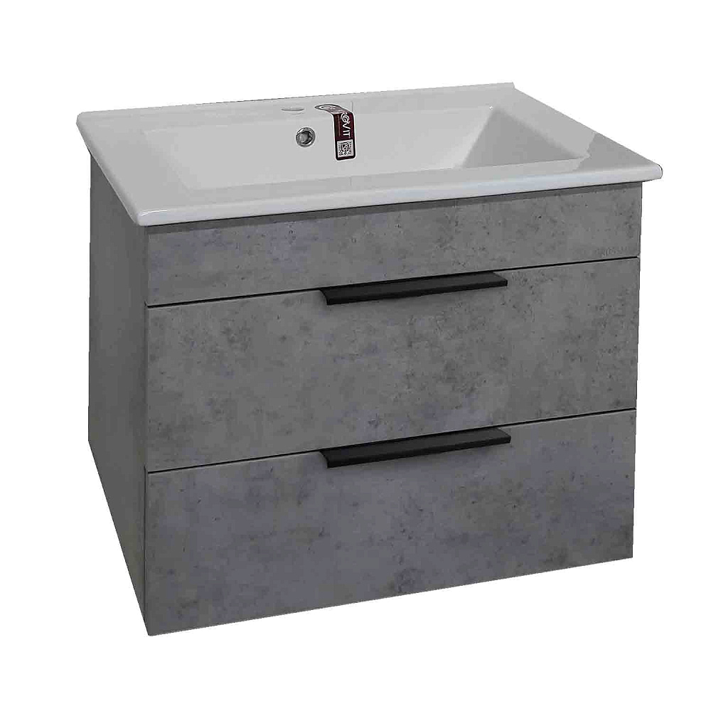 картинка Тумба подвесная Кросс 65 с 2-я ящ. бетон (ум. Оскар 65) Grossman 