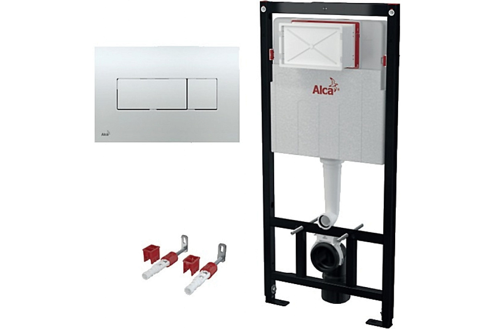 картинка Комплект инсталляции Alcadrain SET 3v1 AM101/1120RU+M371-0001 с хром кнопкой Alca Plast 