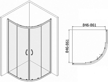 картинка Ограждение душевое AZ-121 S A (90*90*195см) хром прозрачное стекло Azario  являющийся официальным дистрибьютором в России 