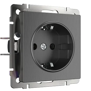 картинка Розетка с заземлением графит рифленный Werkel W1171004 050761  являющийся официальным дистрибьютором в России 