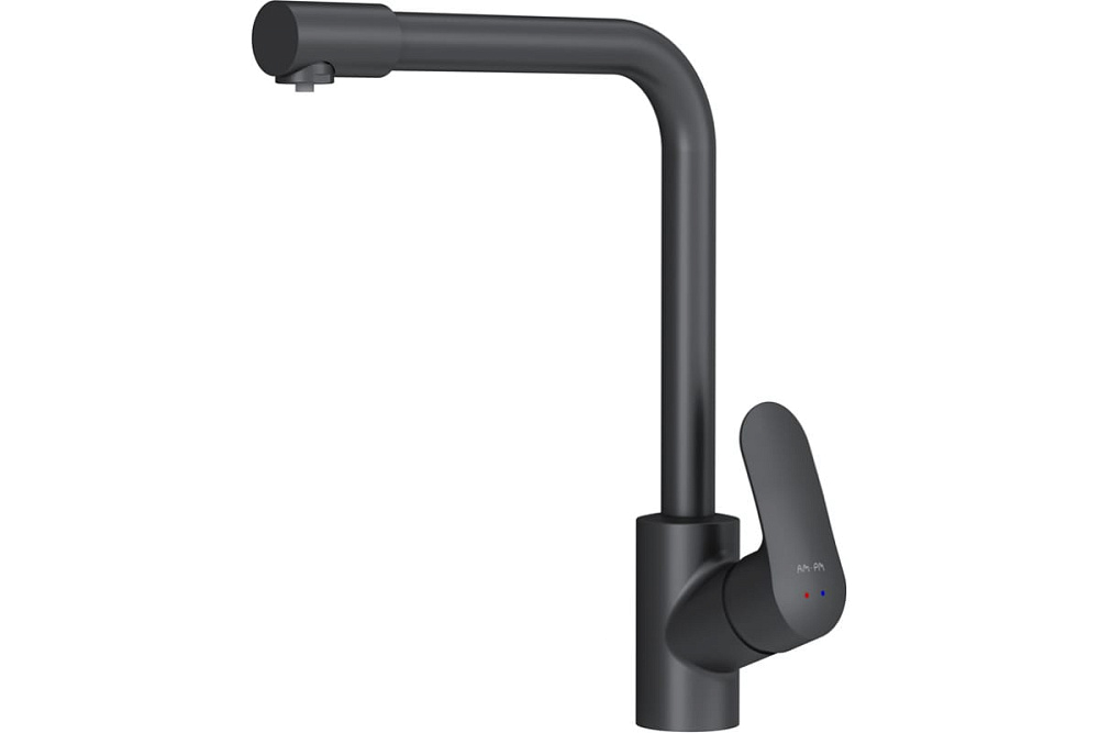 картинка Смеситель для кухни с каналом для питьевой воды, L-излив, черный AM.PM Like F8005722 