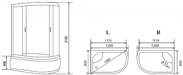 картинка Душевая кабина CS-66120R F 120*80*215 белое стекло 3 места Loranto  являющийся официальным дистрибьютором в России 