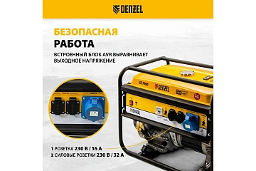 картинка Генератор бензиновый Denzel GE 7900Е 6,5кВт 25л 94638 