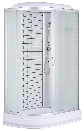 картинка Душ. кабина CS-66120-20R FW 120*80*215 поддон 20 см белый кирп. узор 3 места Loranto  являющийся официальным дистрибьютором в России 