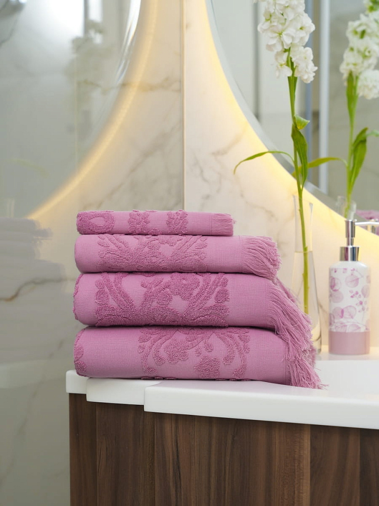 картинка Полотенце Arya с бахромой 70*140 Isabel Soft сухая роза 