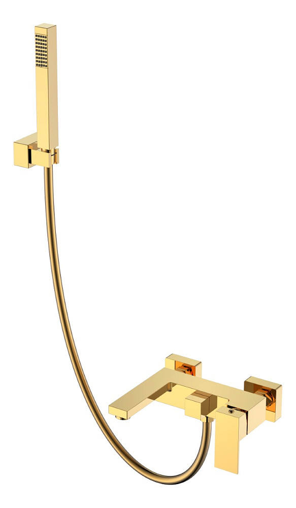 картинка Смеситель для ванны с душем Qubic Shinny Gold 473-G Boheme 