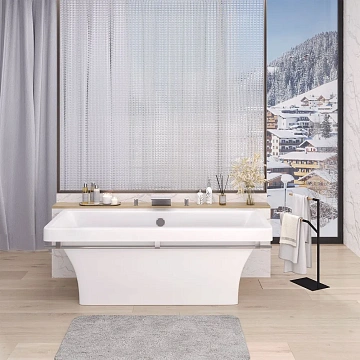 картинка Ванна Crete Nova Gel 179*79*63,5 белая хром полотенцедержатель AQUA DE MARCO 