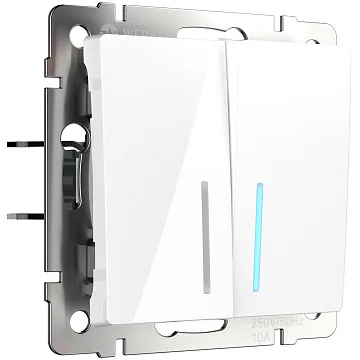 картинка Выключатель двухклавишный с подсветкой белый WL01-SW-2G-2W Werkel 030768 1120101  являющийся официальным дистрибьютором в России 