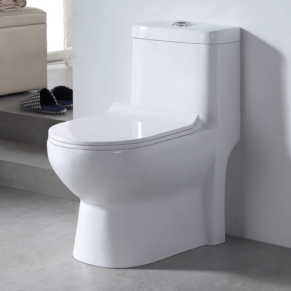 картинка Монолит SM9009A безободковый, сиденье тонкое ДП, крепл., армат., гориз. выпуск Eva Gold 