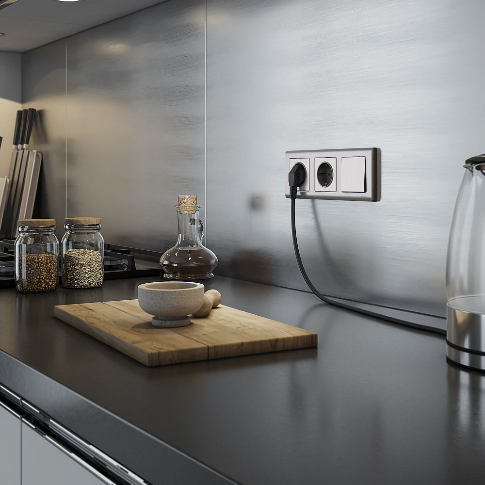 картинка Выключатель одноклавишний глянцевый никель WL 02-SW-2G LED Werkel 028842 