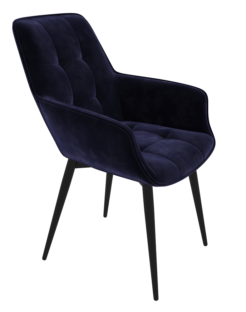 картинка Стул Тосно черный сиденье ткань Бархат темно-синий 