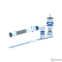 картинка Сифон E015 для душ поддона Ани 1 1/2 40*50 с выпуском и переливом, с гибкой трубой 