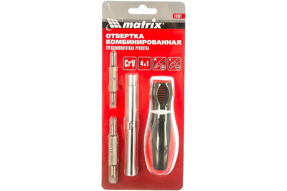 картинка Отвертка комбинированная Era Sl5 PH1 3-х компонентная рукоятка Matrix 13381 
