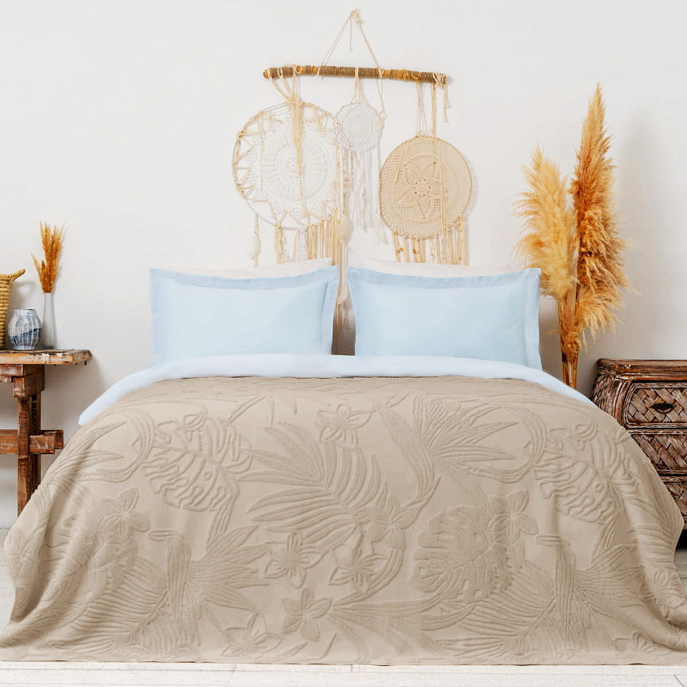 картинка Покрывало Arya махровое 160*220 Botanical Garden светло-бежевый 