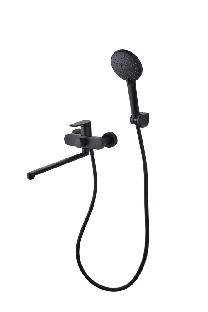 картинка Смеситель для ванны с душем длинный излив черный D&K DA1523305 
