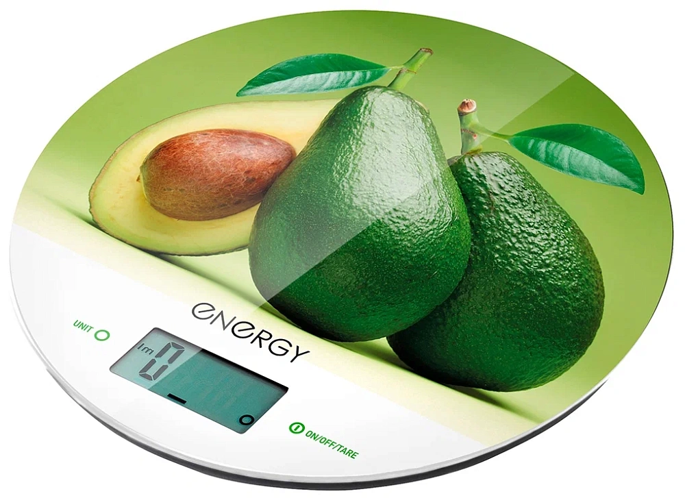 картинка Весы кухонные электронные Energy EN-403 сенсорные круглые авокадо 