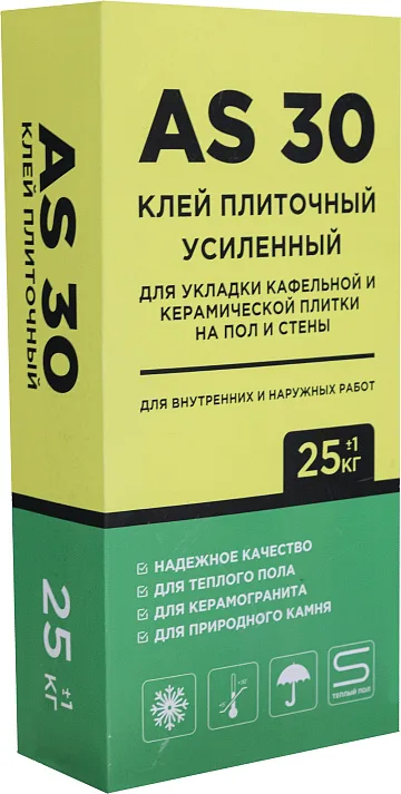 картинка Клей плиточный AS 30 усиленный 25кг (50)  являющийся официальным дистрибьютором в России 
