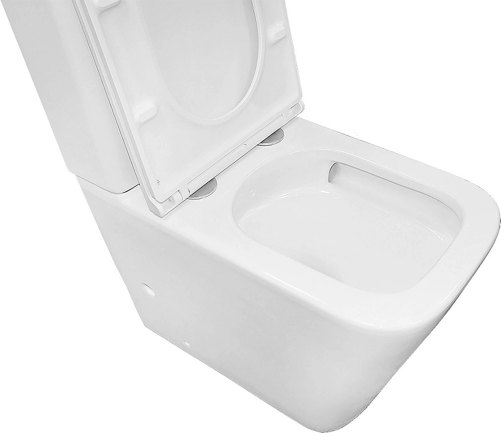 картинка Унитаз Quadro напольный безободковый в компл. с бачком и сид. микрол и арматурой AZ-2175 UQ1 Azario 