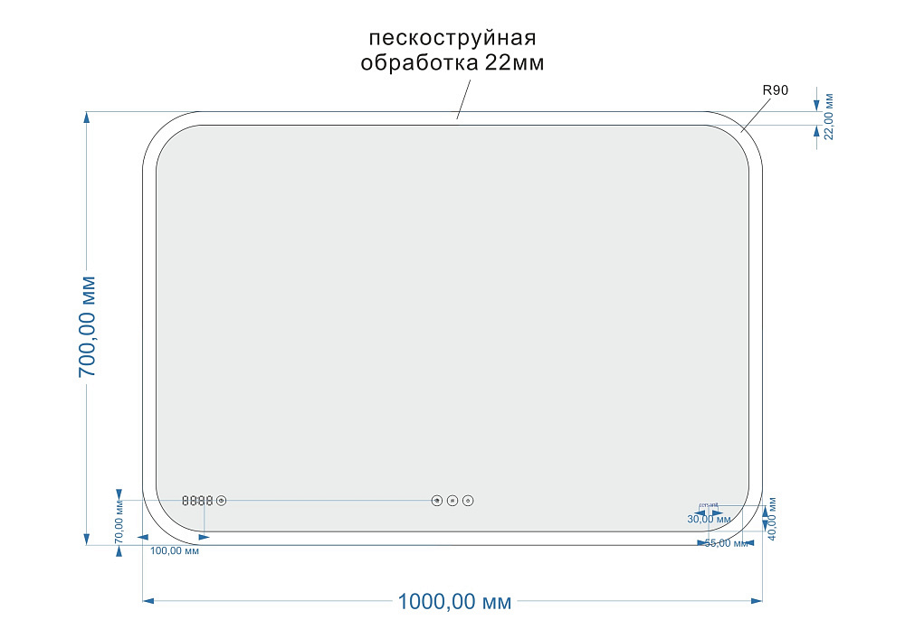 картинка Зеркало Led 070 pro 100*70 с подсветкой,сенсор,антизапотевание Cersanit 