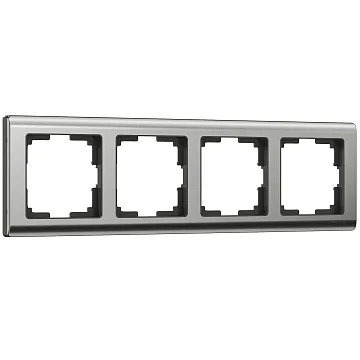 картинка Рамка на 4 поста глянцевый никель Metallic WL02 028862  являющийся официальным дистрибьютором в России 