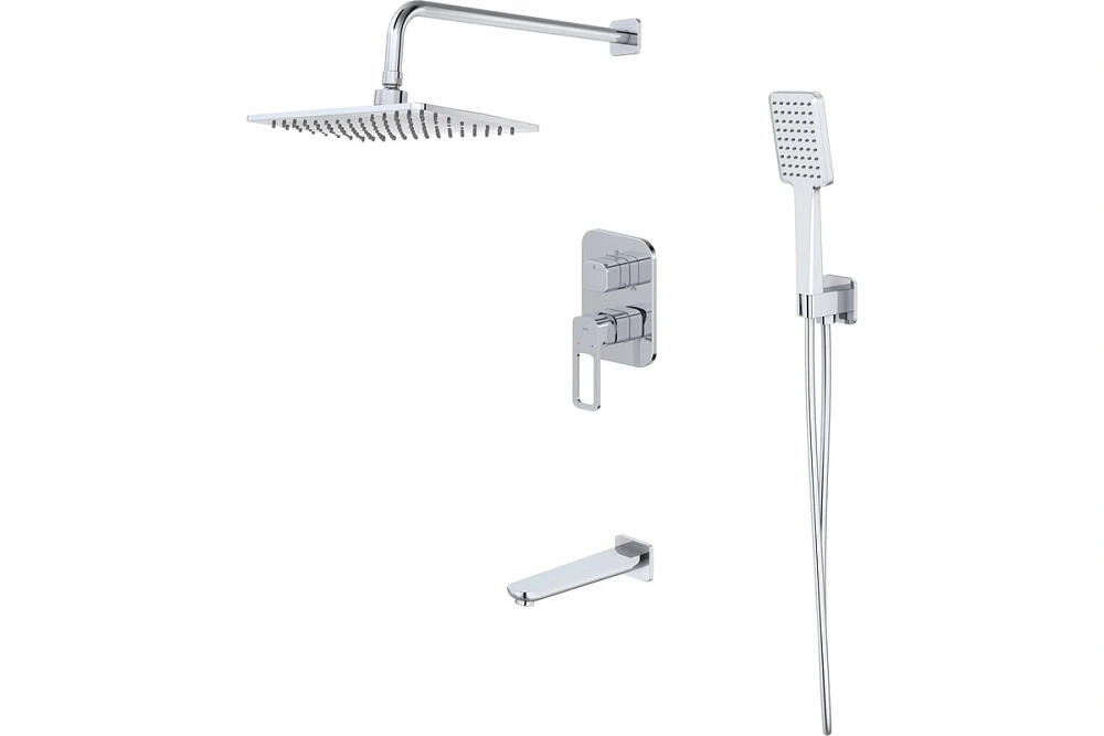 картинка Душевая система с тропическим душем, ручным душем и изливом хром Iddis SLISB03i68 
