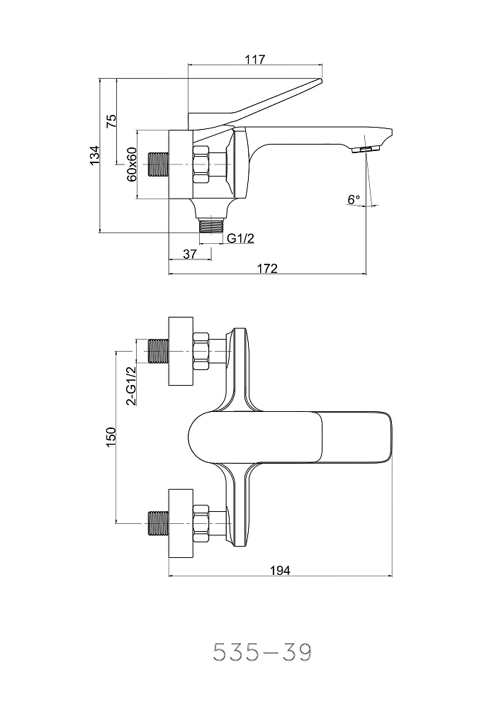 картинка Смеситель для ванны ODRA однорычажный 63051 Cersanit 