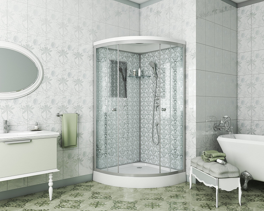 картинка Душ.кабина NG-7702W (1000*1000*2100) (3-мест) низ.под 15см белый Niagara 