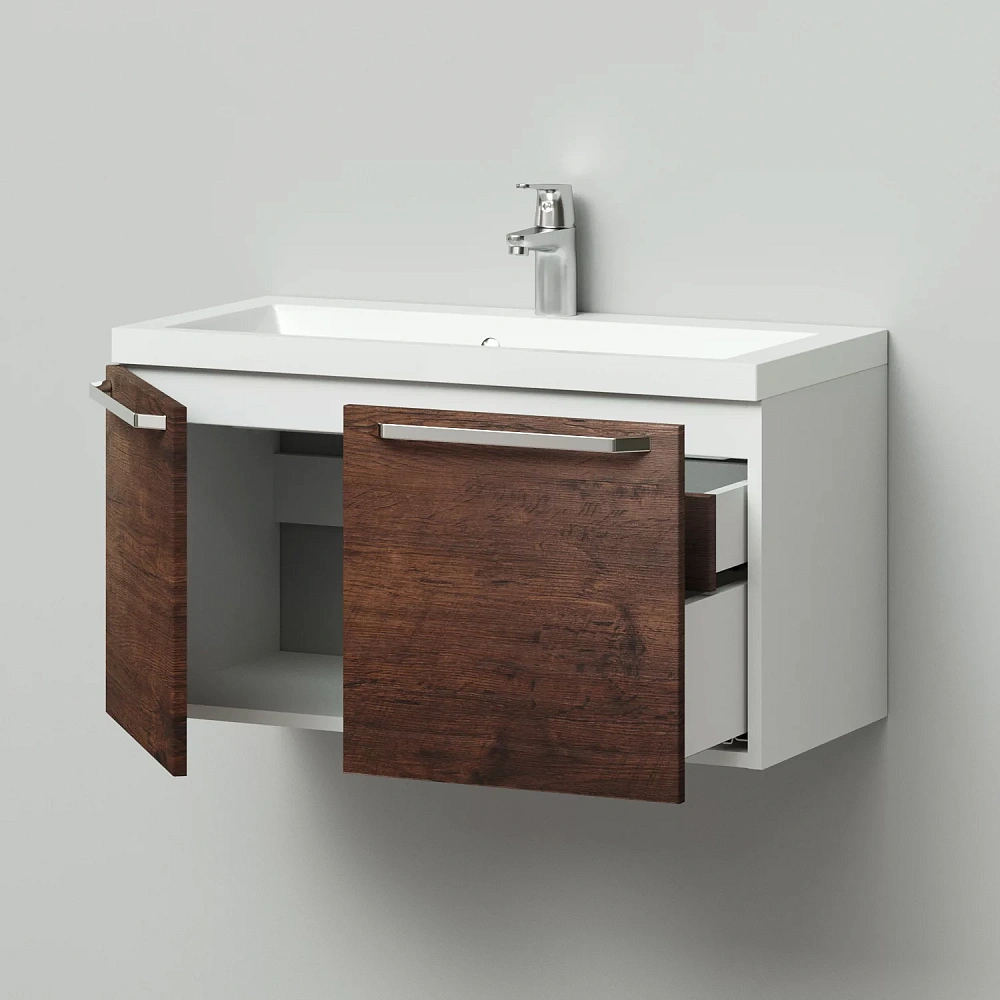 картинка Комплект Изабелла 80 Ral 9003 Акация темная ум. Natella 80, зеркало 80 Акация темная Даниэла-Аква 