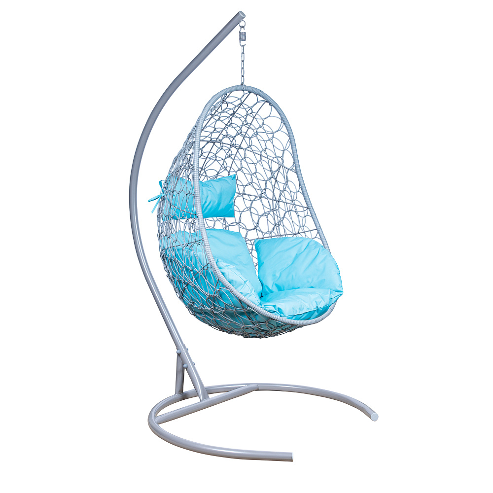 картинка Кресло подвесное Leset Ажур (каркас серый металлик, подушка бирюза яркая) 