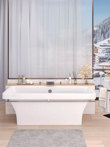 картинка Ванна Crete Nova Gel 179*79*63,5 белая черный полотенцедержатель AQUA DE MARCO 
