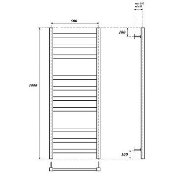 картинка Полотенцесушитель Point PN83150W Водяной Меркурий П10 500*1000 белый  являющийся официальным дистрибьютором в России 