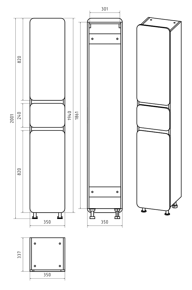 картинка Пенал Чегет 35 напольный с 1 ящ. правый Misty 