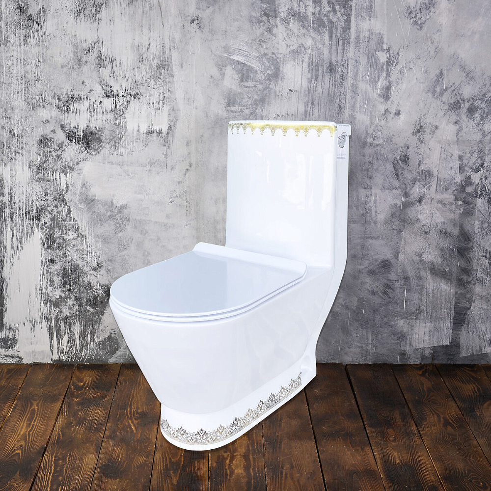 картинка Монолит SM9004A New Gold Decor, тонкое сиденье (с гофрой и подводкой) Eva Gold 