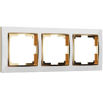 картинка Рамка на 3 поста белый-золото Snabb W0031933 Werkel 051644  являющийся официальным дистрибьютором в России 