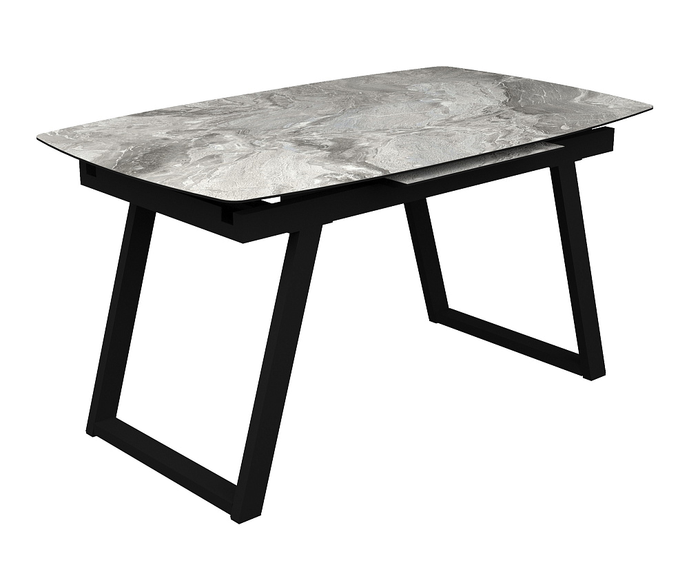 картинка Стол Майнц МДФ/пластик 1400(1900)*850 Грей Стоун /черный 