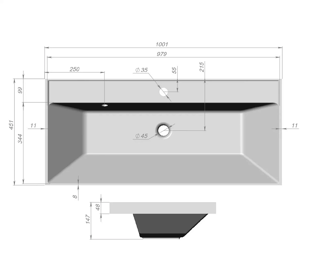 картинка Тумба Адриана 100 подвесная белый глянец с раковиной Classic 100 Даниэла-Аква 