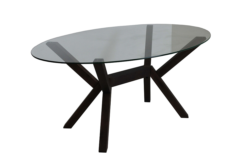 картинка Стол Лорето Овал стекло/массив 1650*1000 Белый 