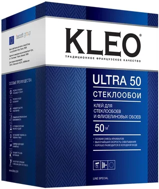 картинка Клей обойный Kleo ultra 50 для стеклообоев и флизелиновых,сыпучий  являющийся официальным дистрибьютором в России 